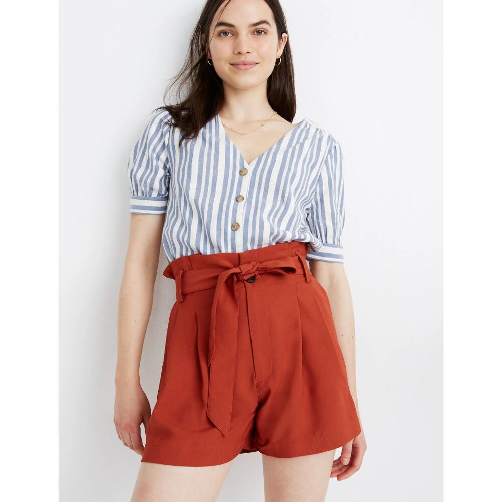 NWT Madewell Drapey Paperbag Shorts Sz 4 Rusty Torch